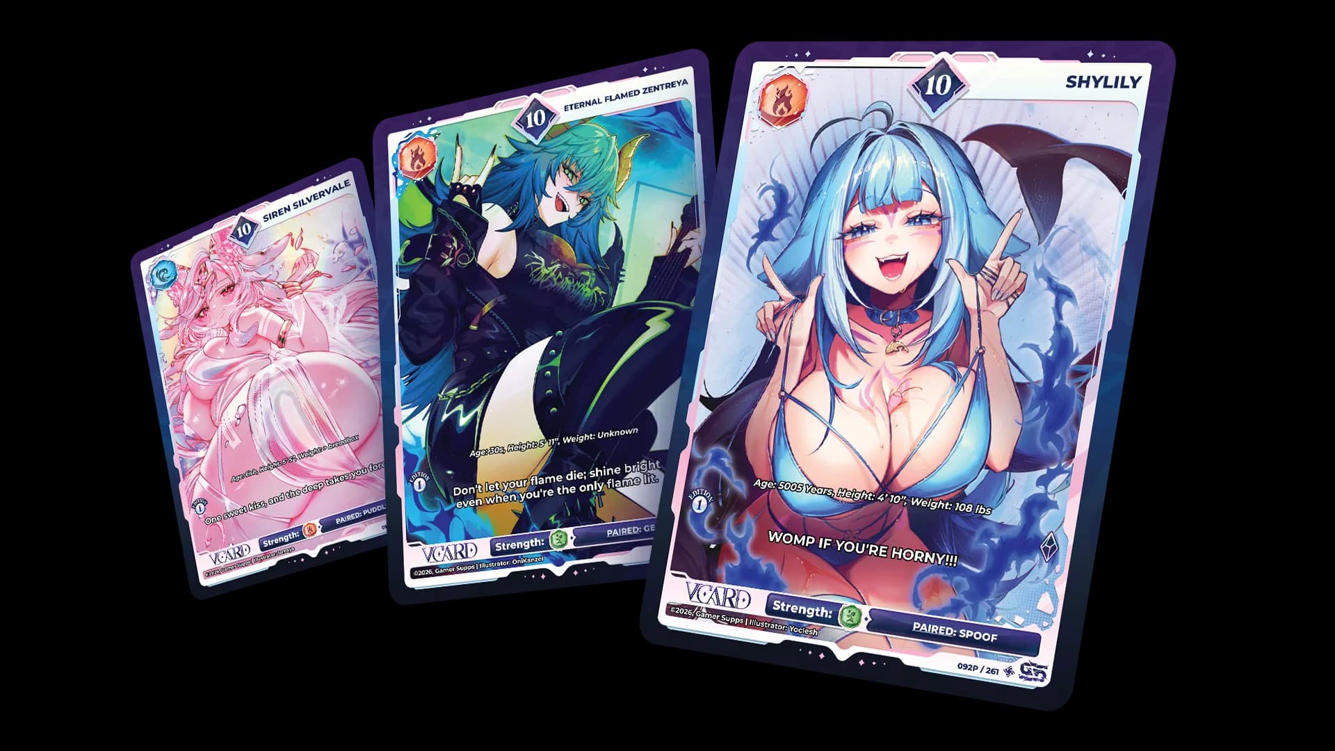 Fractured Paradox cards featuring Siren Silvervale, Eternal Flamed Zentreya, and Shylily